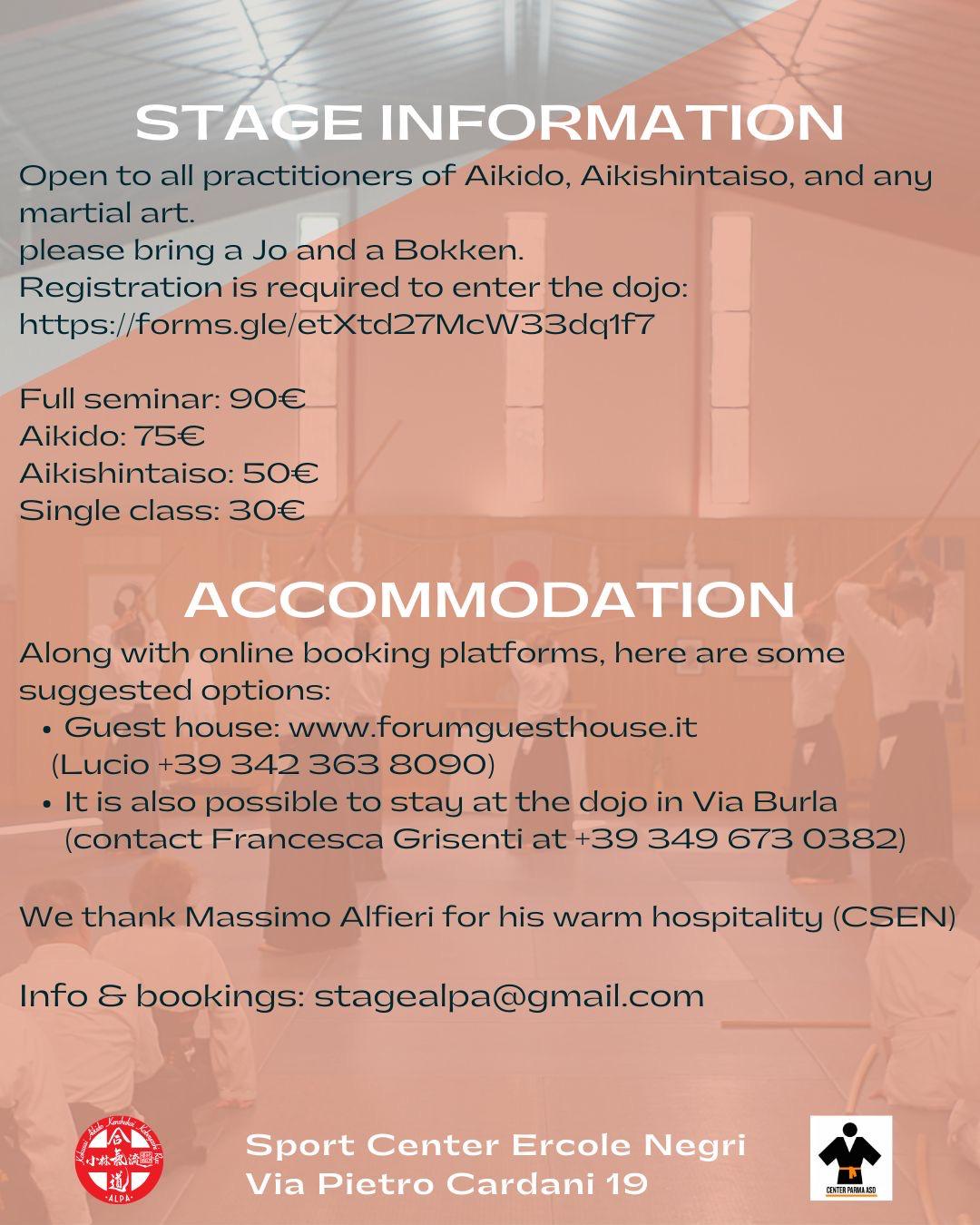 Konferencja, staż aikido i aikishintaiso w Parmie 2026 - szczegóły
